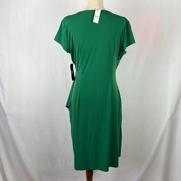 NWT. New York & Company Green Faux Wrap Dress w/Cascading Side - Size Medium - Picture 9 of 17